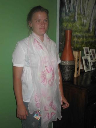 SCARF - Overlocked Edge (Cream/Pink) only $70.00 SCARF - Overlocked Edge (Cream/Pink) only $70.00